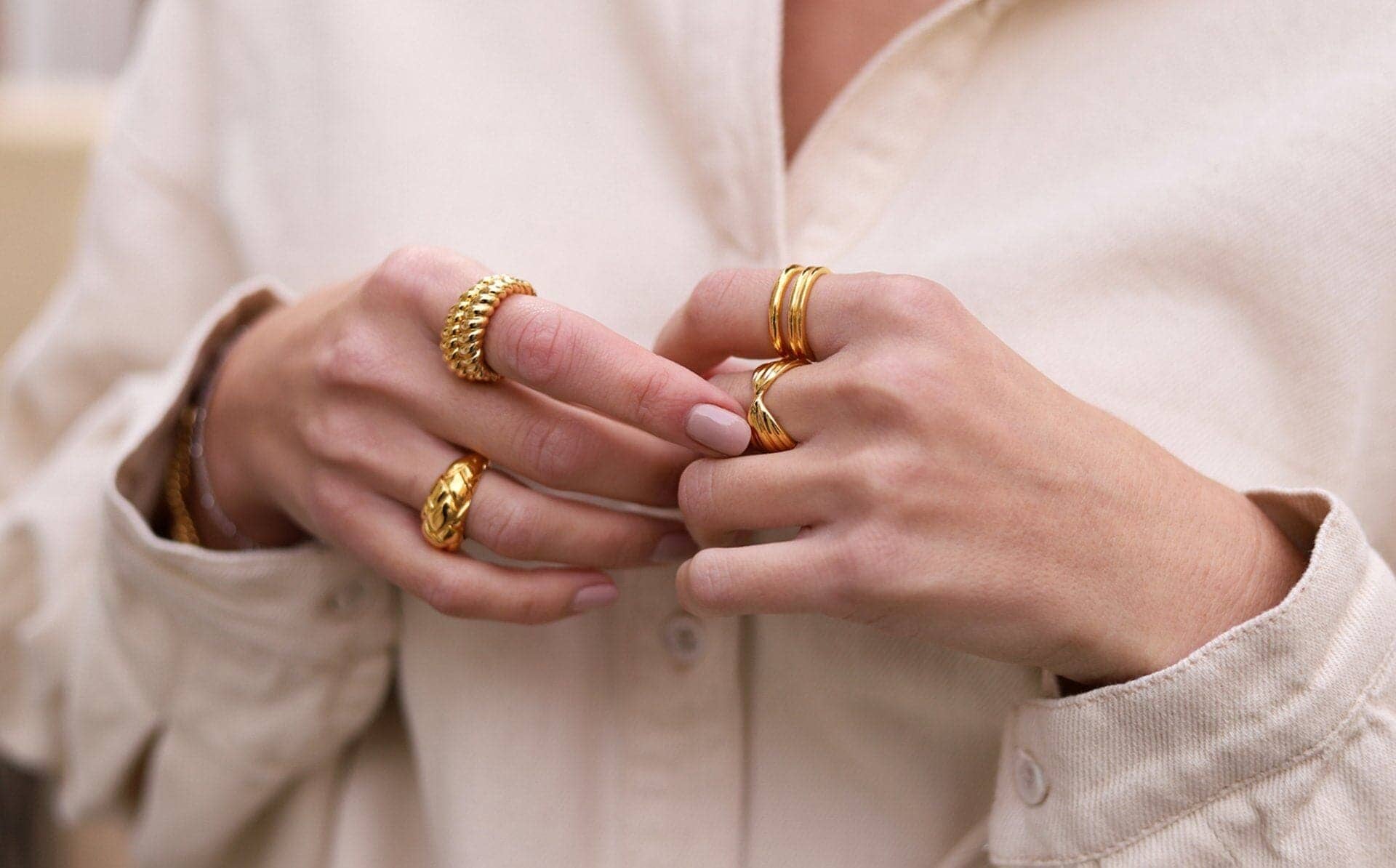 Anel Trançado Waffle - Ouro 18K | SILLENE