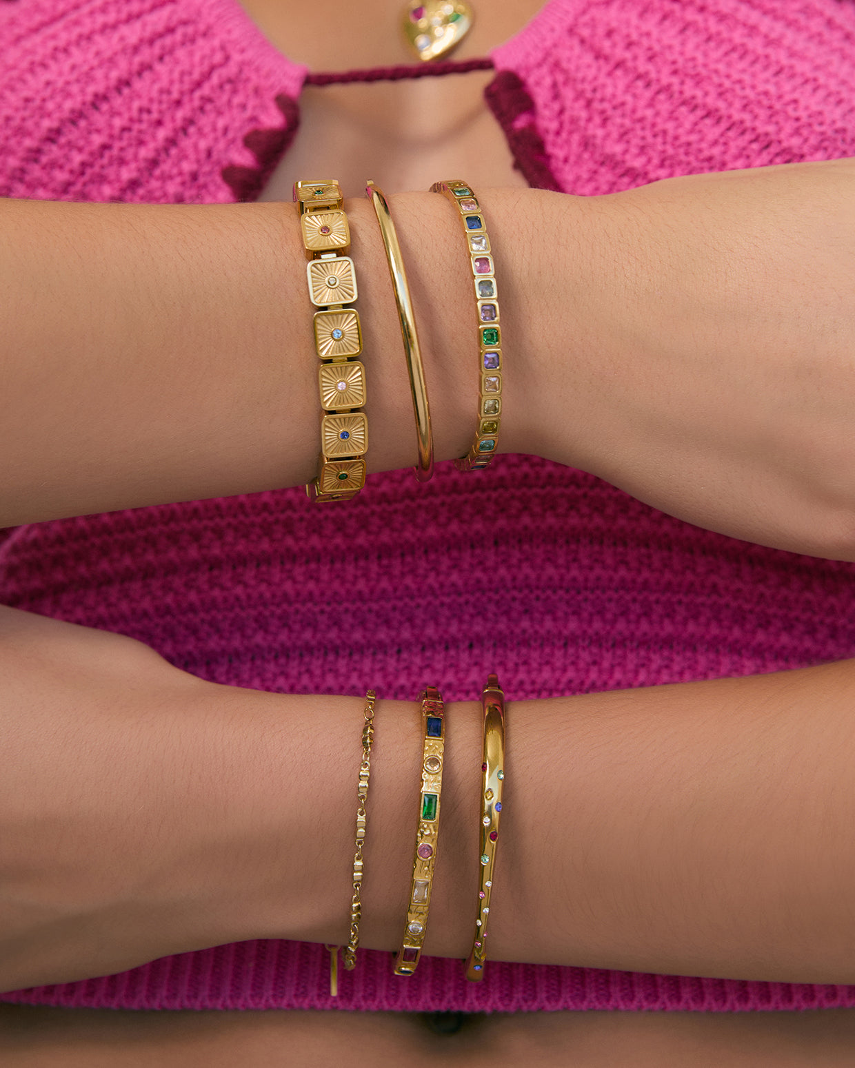 Bracelete Eden Multicolorido - Ouro 18K | SILLENE - uso