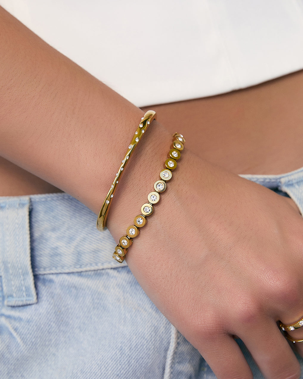 Bracelete Eden Pedra - Ouro 18K | SILLENE - uso
