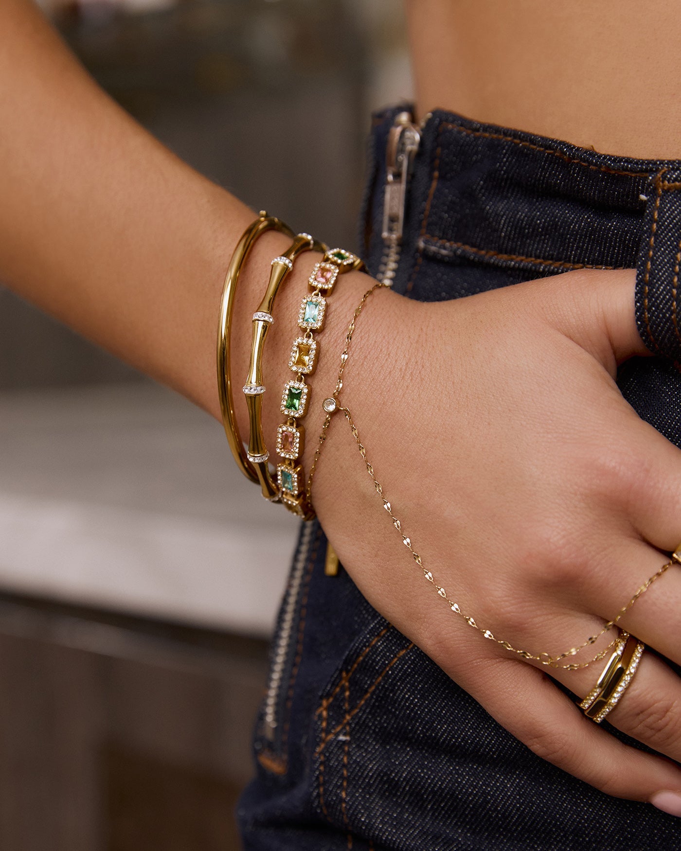 Bracelete Electra - Ouro 18K | SILLENE - uso