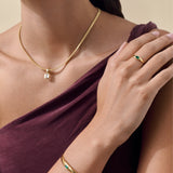 Bracelete Pebble Ônix Verde - Ouro 18K | SILLENE - detalhe