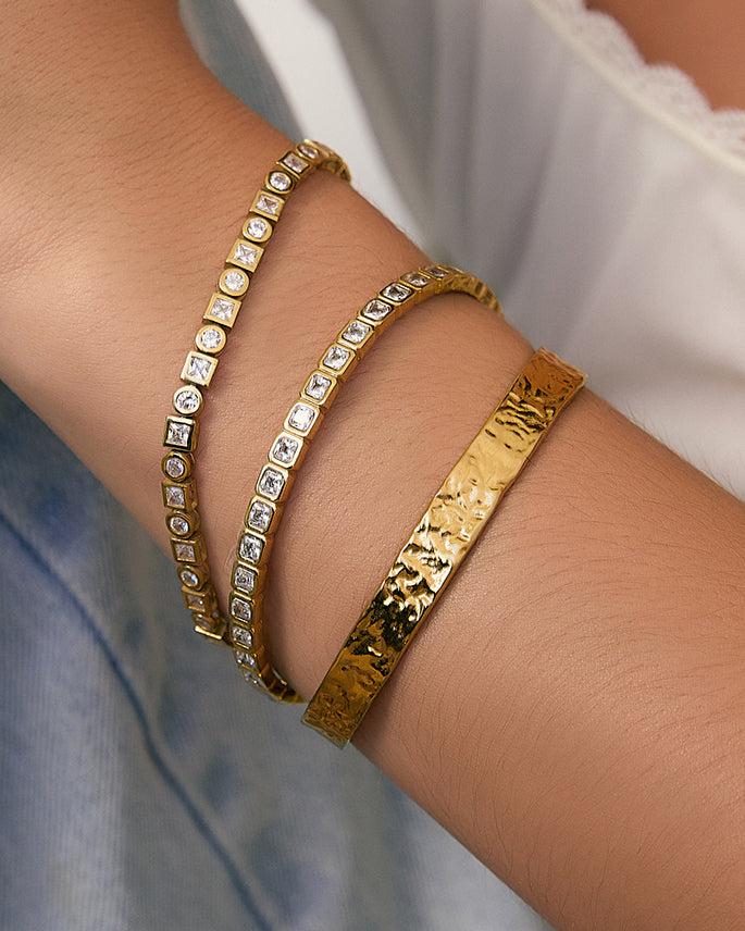 Bracelete Quinn Pedra - Ouro 18K | SILLENE - uso