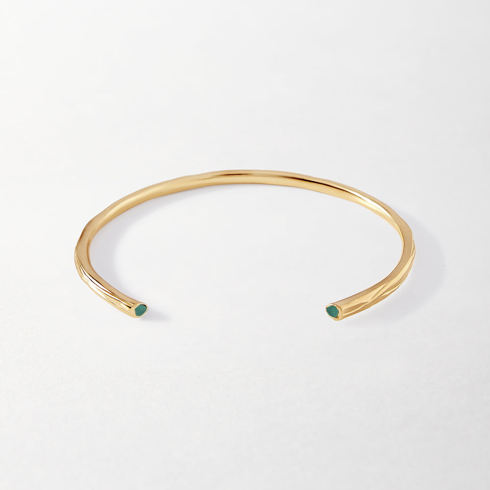 Bracelete Texturizado Esmeralda - Ouro 18K | SILLENE