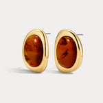 Brinco Amber com Resina Mel - Ouro e Prata | SILLENE - acabamento em ouro 18K