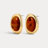 Brinco Amber com Resina Mel - Ouro e Prata | SILLENE - acabamento em ouro 18K