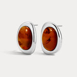 Brinco Amber com Resina Mel - Ouro e Prata | SILLENE - acabamento em prata