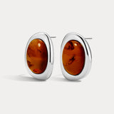 Brinco Amber com Resina Mel - Ouro e Prata | SILLENE - acabamento em prata