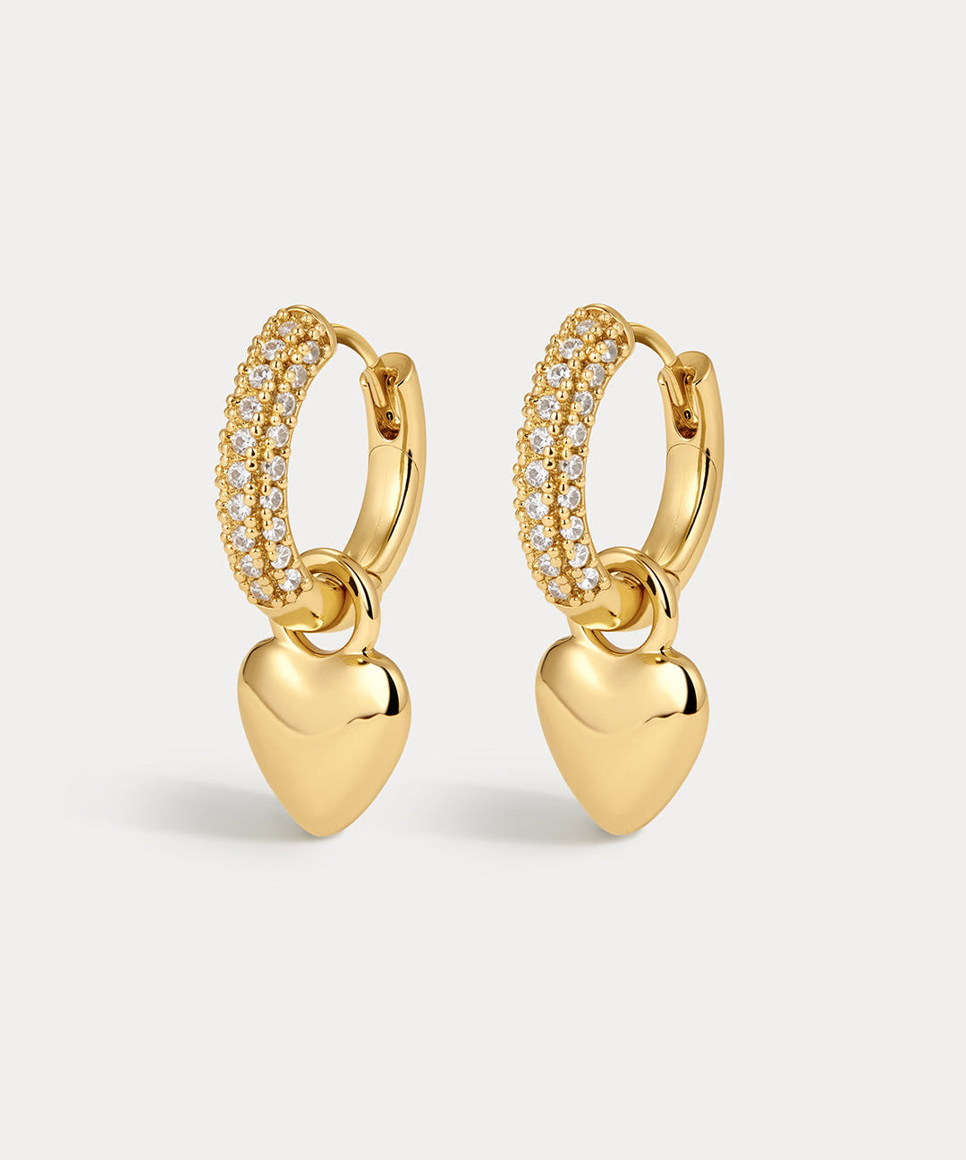 Brinco Argola Coração Puffy com Pavê - Ouro 18K | SILLENE