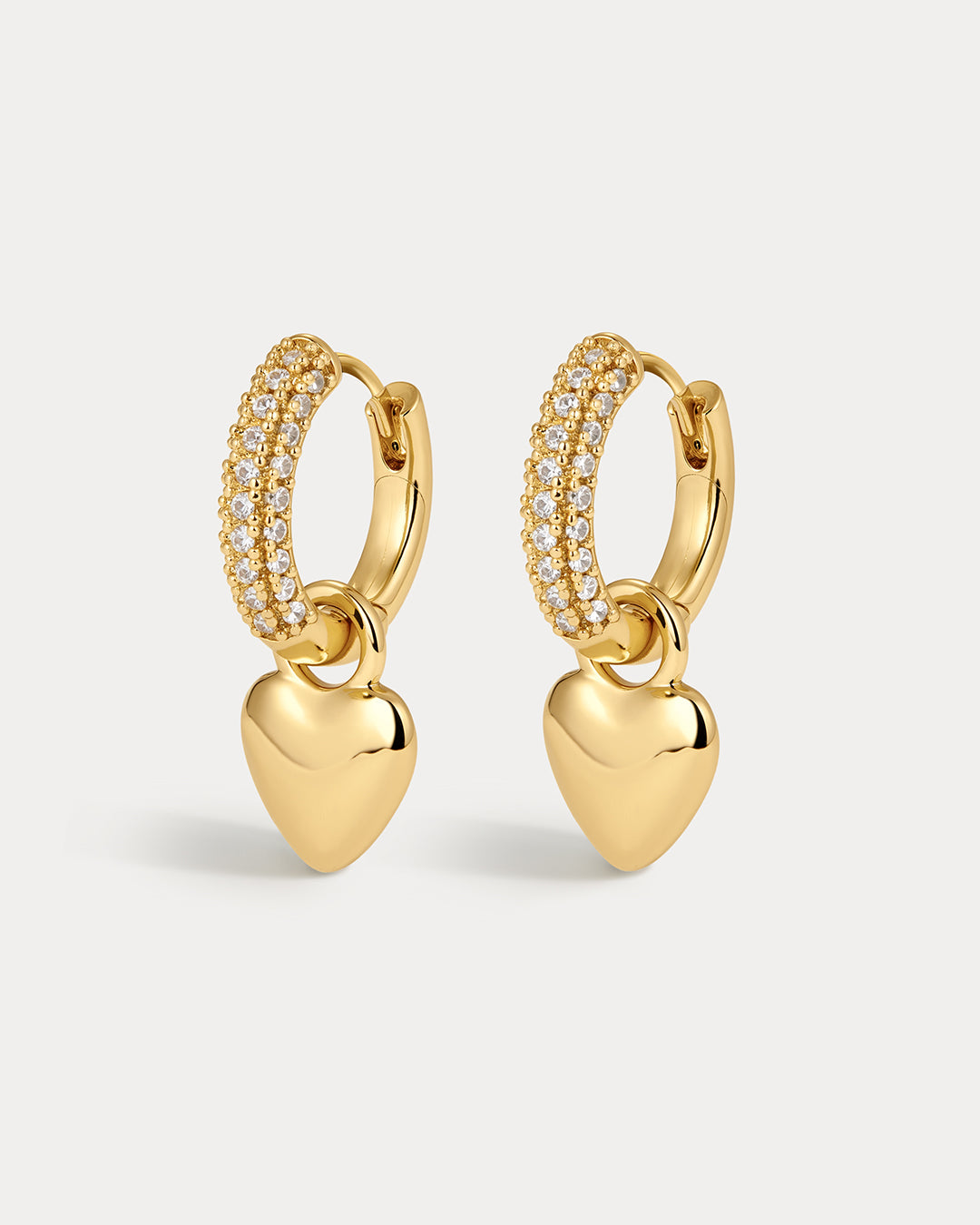 Brinco Argola Coração Puffy com Pavê - Ouro 18K | SILLENE