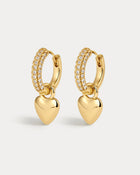 Brinco Argola Coração Puffy com Pavê - Ouro 18K | SILLENE