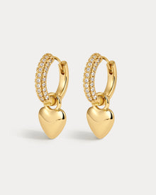 Brinco Argola Coração Puffy com Pavê - Ouro 18K | SILLENE