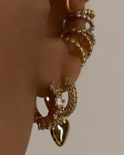 Brinco Argola Coração Puffy com Pavê - Ouro 18K - detalhe 04 | SILLENE