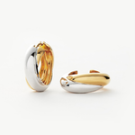 Brinco Argola Dupla Entrelaçada Média - Ouro e Prata | SILLENE