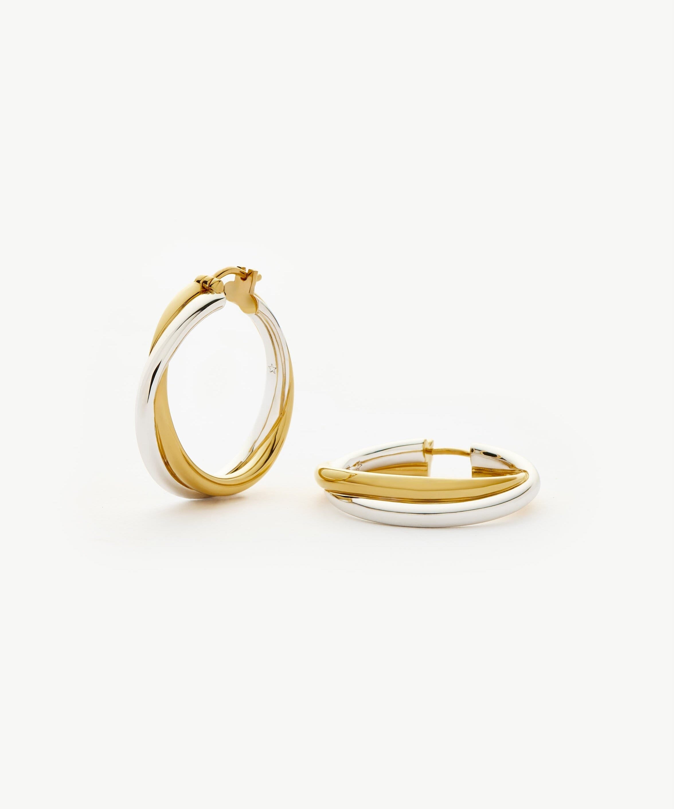 Brinco Argola Entrelaçada Grande - Ouro e Prata | SILLENE