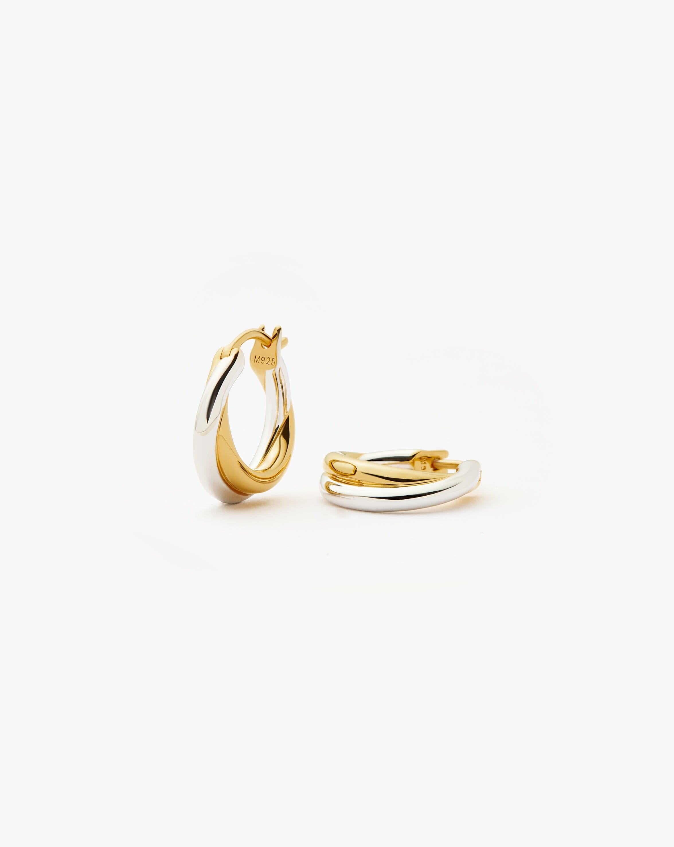 Brinco Argola Entrelaçada Pequena - Ouro e Prata | SILLENE