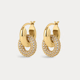 Brinco Argola Interlock com Pavê - Ouro 18K | SILLENE