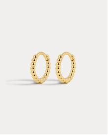 Brinco Argola Mini Contínua com Esferas - Ouro 18K | SILLENE