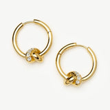 Brinco Argola Nó Cravejado Pequena - Ouro 18K | SILLENE