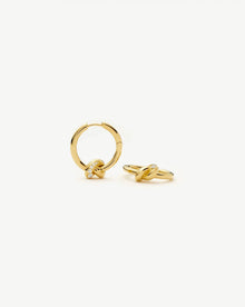 Brinco Argola Nó Cravejado Pequena - Ouro 18K | SILLENE