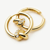 Brinco Argola Nó Cravejado Pequena - Ouro 18K | SILLENE