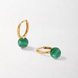 Brinco Argola Oval Malaquita - Ouro 18K | SILLENE