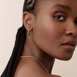 Brinco Argola Oval Malaquita - Ouro 18K | SILLENE