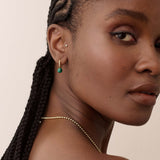 Brinco Argola Oval Malaquita - Ouro 18K | SILLENE