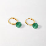 Brinco Argola Oval Malaquita - Ouro 18K | SILLENE