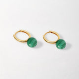 Brinco Argola Oval Malaquita - Ouro 18K | SILLENE