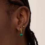 Brinco Argola Oval Malaquita - Ouro 18K | SILLENE