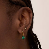 Brinco Argola Oval Malaquita - Ouro 18K | SILLENE