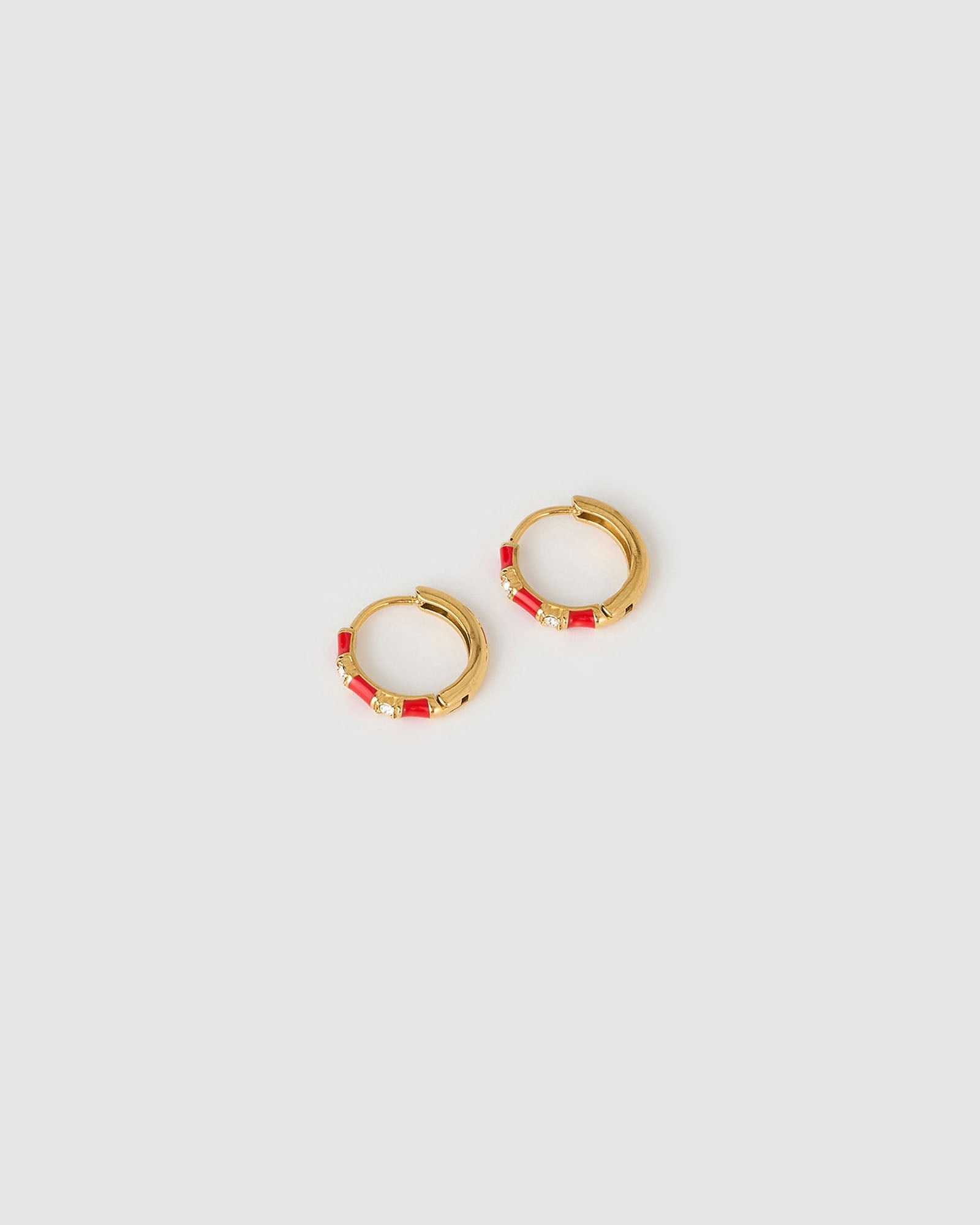 Brinco Argola Papaya com Esmalte - Cereja - Ouro 18K | SILLENE