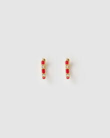 Brinco Argola Papaya com Esmalte - Cereja - Ouro 18K - detalhe 04 | SILLENE
