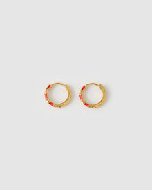 Brinco Argola Papaya com Esmalte - Cereja - Ouro 18K - detalhe 05 | SILLENE