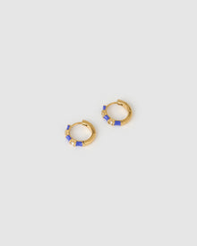Brinco Argola Papaya com Esmalte - Mirtilo - Ouro 18K | SILLENE