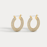 Brinco Argola Pavê Amalfi Média - Ouro 18K | SILLENE