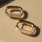 Brinco Argola Pavê Elo - Ouro 18K - detalhe 03 | SILLENE