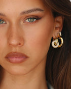 Brinco Argola Pavê Elo - Ouro 18K - detalhe 06 | SILLENE
