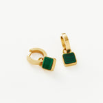 Brinco Argola Pedra Malaquita - Ouro 18K | SILLENE