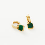 Brinco Argola Pedra Malaquita - Ouro 18K | SILLENE