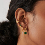 Brinco Argola Pedra Malaquita - Ouro 18K | SILLENE