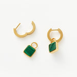 Brinco Argola Pedra Malaquita - Ouro 18K | SILLENE