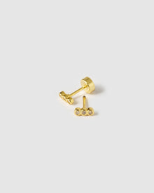 Brinco Caitlin Tarraxa Plana - Ouro 18K | SILLENE
