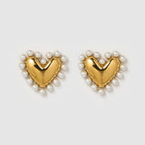 Brinco Coração Dolly Pérola - Ouro 18K | SILLENE