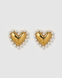 Brinco Coração Dolly Pérola - Ouro 18K | SILLENE
