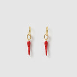 Brinco Cornicello Vermelho - Ouro 18K | SILLENE