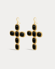 Brinco Cruz Midnight Mesa - Ouro 18K | SILLENE