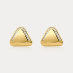 Brinco Escudo com Pavê - Ouro e Prata | SILLENE - acabamento em ouro 18K
