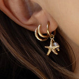 Brinco Estrela do Mar Laguna Pérola - Ouro 18K | SILLENE - uso