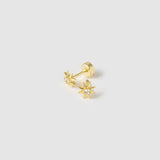 Brinco Estrela Zadie Tarraxa Plana - Ouro 18K | SILLENE